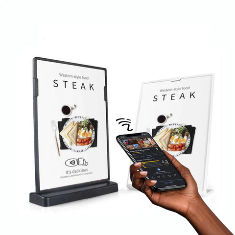 Flexible & Changeable Acrylic Digital Menu Touchless Display Stand