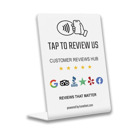 Customer Reviews Hub, NFC Review Stand, One-Tap Instant Reviews & Ratings | Elevate Customer Engagement & Boost Business Reviews